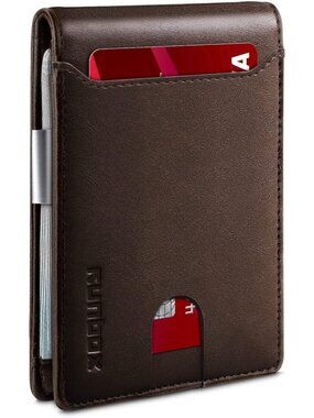〽️Man Chocolate Leather Money RFID Blocking Pocket Bifold Credit Card Wallet